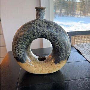 Abstract Black/Tan Ceramic Vase